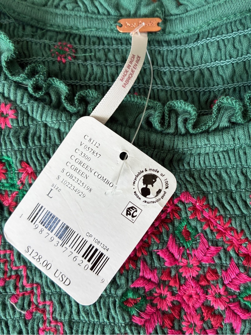 Free People Holly Knot Top with Pink Embroidered Accents - Picture 3 of 9